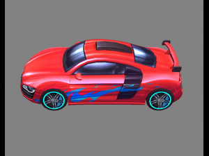 cartoon sports car - red Modelo 3D