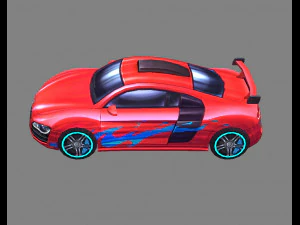 cartoon sports car - red 3D Model