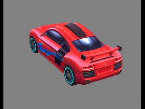 cartoon sports car - red 3D Model
