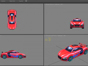 cartoon sports car - red 3D Model