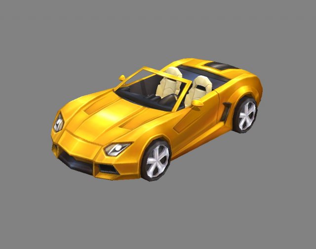 cartoon golden sports car 3D 模型 .c4d .max .obj .3ds .fbx .stl .blend 