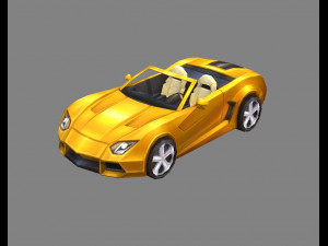 cartoon golden sports car Model 3D