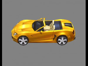 cartoon golden sports car 3D Model