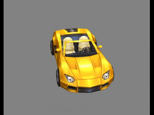 cartoon golden sports car 3D 模型