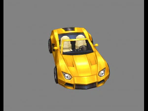 cartoon golden sports car 3D Model