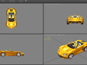cartoon golden sports car 3D Model