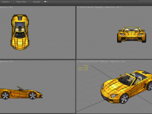 cartoon golden sports car 3D 模型