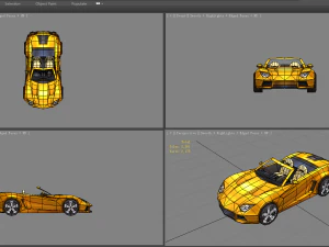 cartoon golden sports car 3D Model