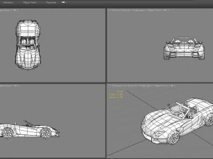 cartoon golden sports car 3D Model