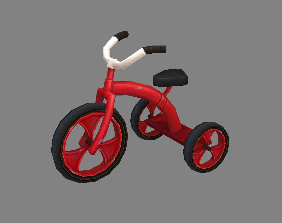 cartoon children riding tricycle - red toy bike 3D Model .c4d .max .obj .3ds .fbx .stl .blend 