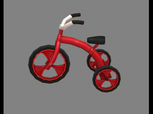 cartoon children riding tricycle - red toy bike 3D Model