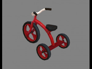 cartoon children riding tricycle - red toy bike 3D 模型