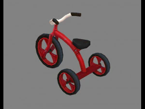 cartoon children riding tricycle - red toy bike 3D Model