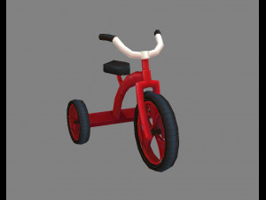 cartoon children riding tricycle - red toy bike 3D 模型