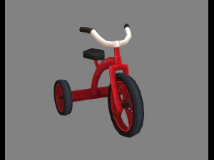 cartoon children riding tricycle - red toy bike 3D Model