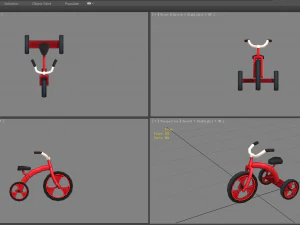 cartoon children riding tricycle - red toy bike 3D Model