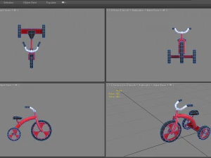 cartoon children riding tricycle - red toy bike 3D Model