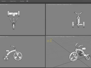 cartoon children riding tricycle - red toy bike 3D Model