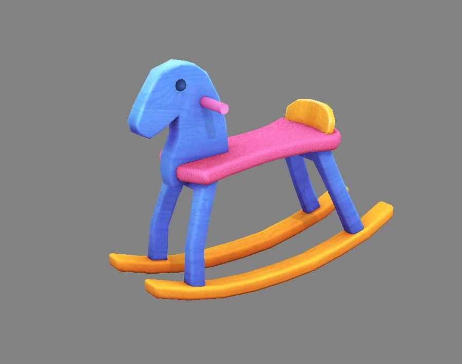 cartoon rocking chair-toy horse 3D Model .c4d .max .obj .3ds .fbx .stl .blend