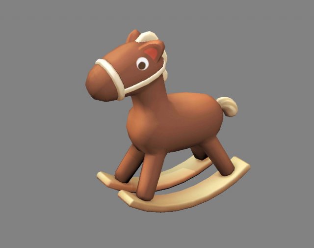 cartoon rocking chair-wood horse 3Dモデル .c4d .max .obj .3ds .fbx .stl .blend 