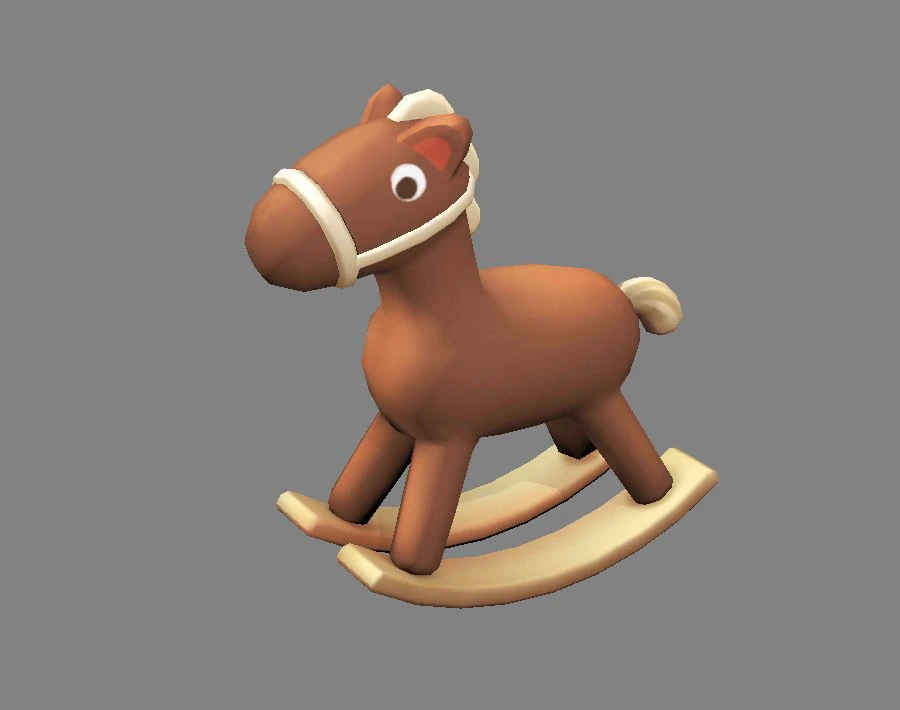 cartoon rocking chair-wood horse 3D Model .c4d .max .obj .3ds .fbx .stl .blend 