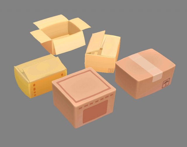 cartoon carton parcel Modello 3D .c4d .max .obj .3ds .fbx .stl .blend