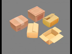cartoon carton parcel 3D Model