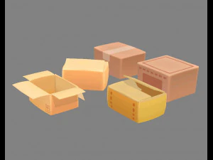 cartoon carton parcel 3D Model