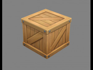 cartoon square wooden box-goods 3Dモデル