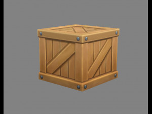 cartoon square wooden box-goods Modello 3D