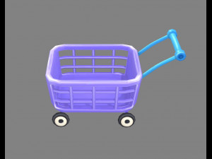 cartoon shopping basket - shopping cart 3D Model