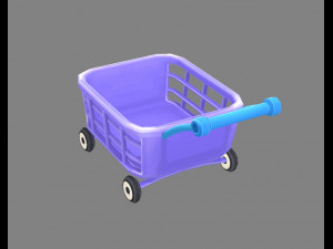 cartoon shopping basket - shopping cart 3D Model