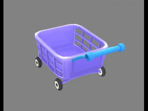 cartoon shopping basket - shopping cart 3D Model