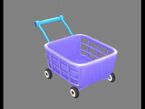cartoon shopping basket - shopping cart 3D Model