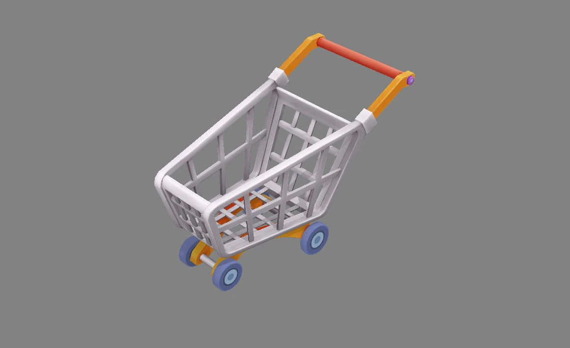cartoon shopping cart - a 3D Model .c4d .max .obj .3ds .fbx .stl .blend