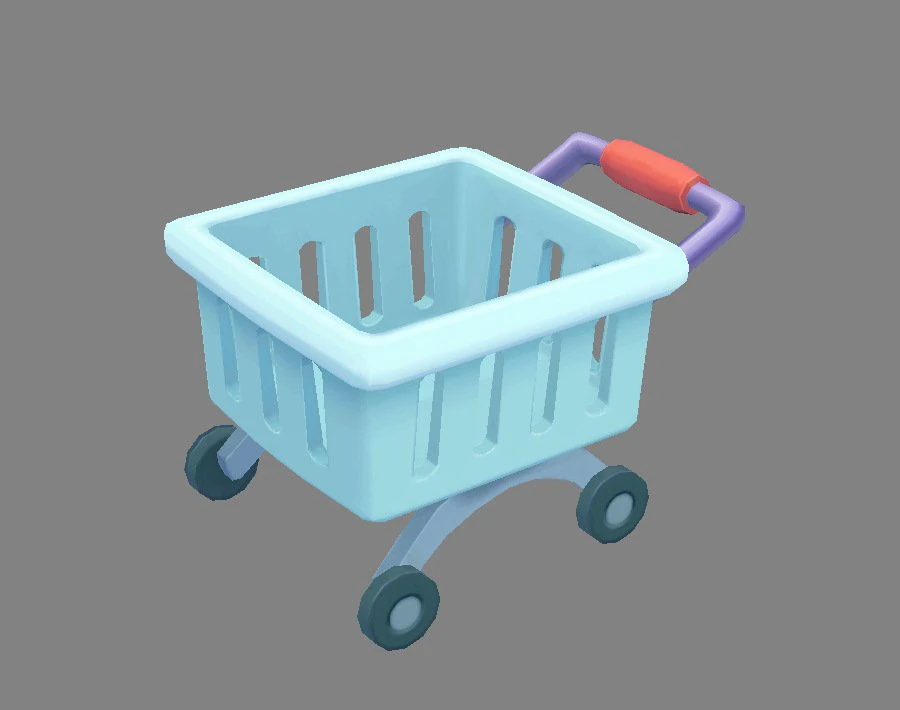cartoon shopping cart - b 3D Model .c4d .max .obj .3ds .fbx .stl .blend