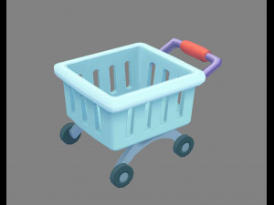 cartoon shopping cart - b 3D 모델