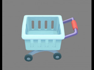 cartoon shopping cart - b 3D 모델