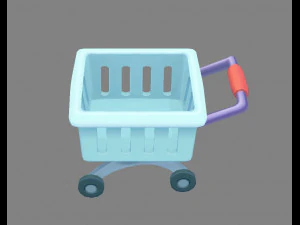 cartoon shopping cart - b 3D Model