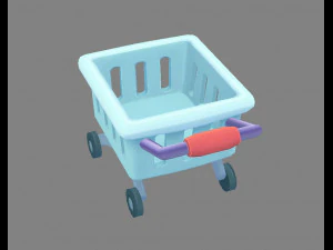 cartoon shopping cart - b 3D Model