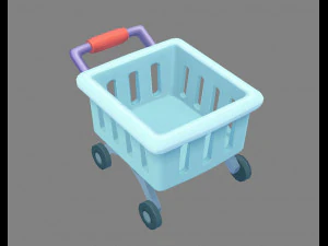 cartoon shopping cart - b 3D Model