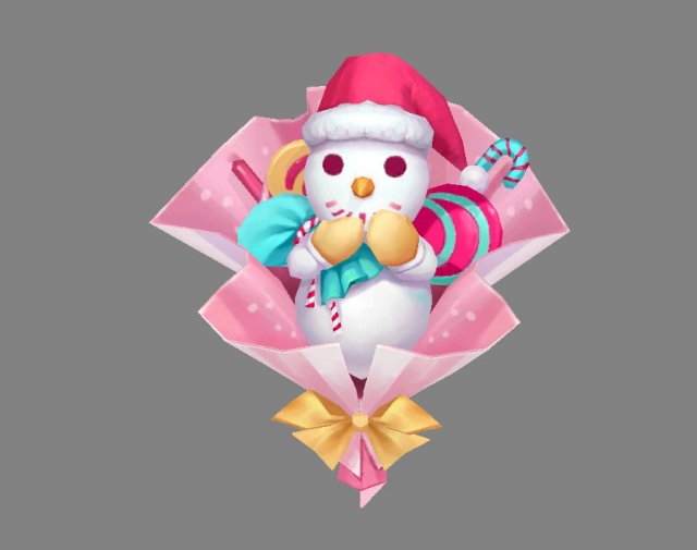 cartoon snowman bouquet - christmas present 3D Модель .c4d .max .obj .3ds .fbx .stl .blend 