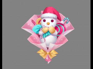 cartoon snowman bouquet - christmas present Modelo 3D