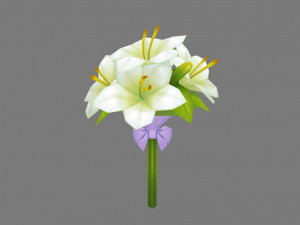 cartoon lily bouquet - carnation - holding flowers Modelo 3D