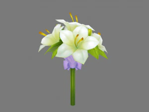 cartoon lily bouquet - carnation - holding flowers 3D Model
