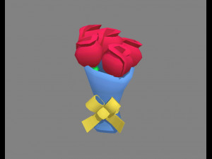 cartoon red rose bouquet Modello 3D