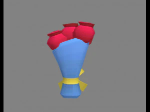 cartoon red rose bouquet 3D Model
