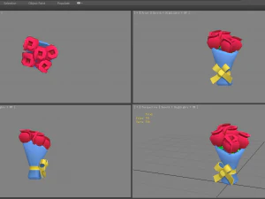 cartoon red rose bouquet 3D Model