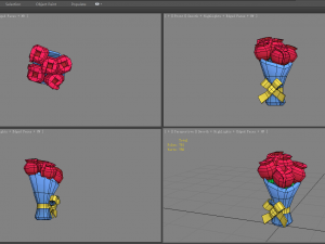 cartoon red rose bouquet 3D 模型