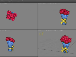 cartoon red rose bouquet 3D Model